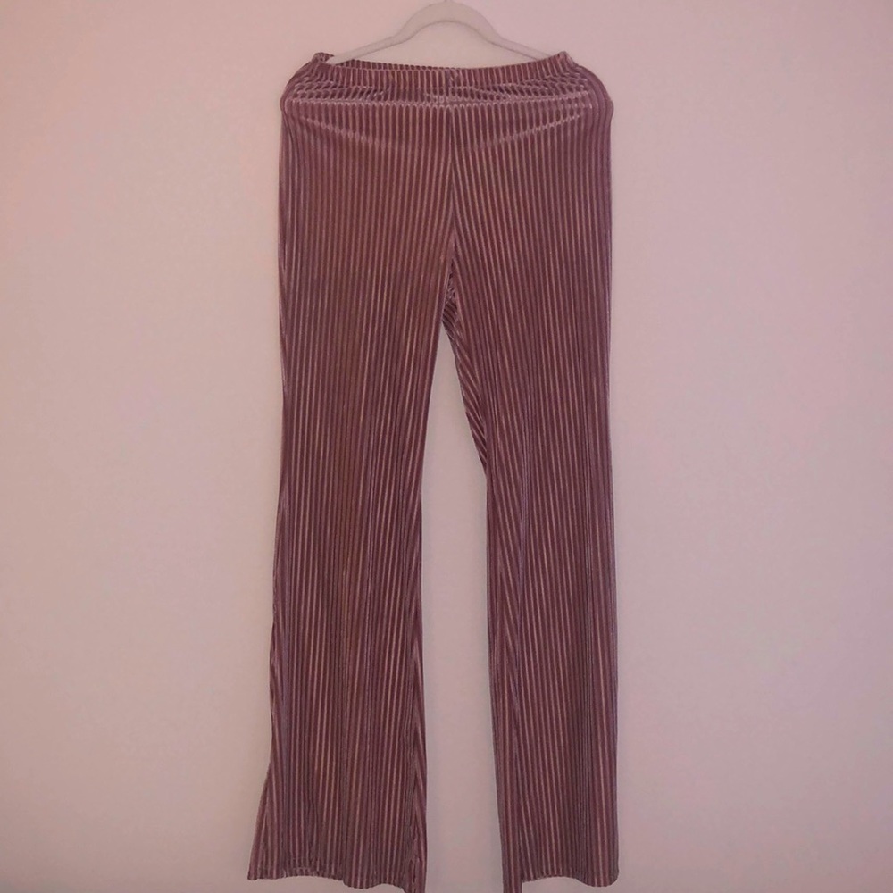 Mauve Corduroy Velvet Flare Pants